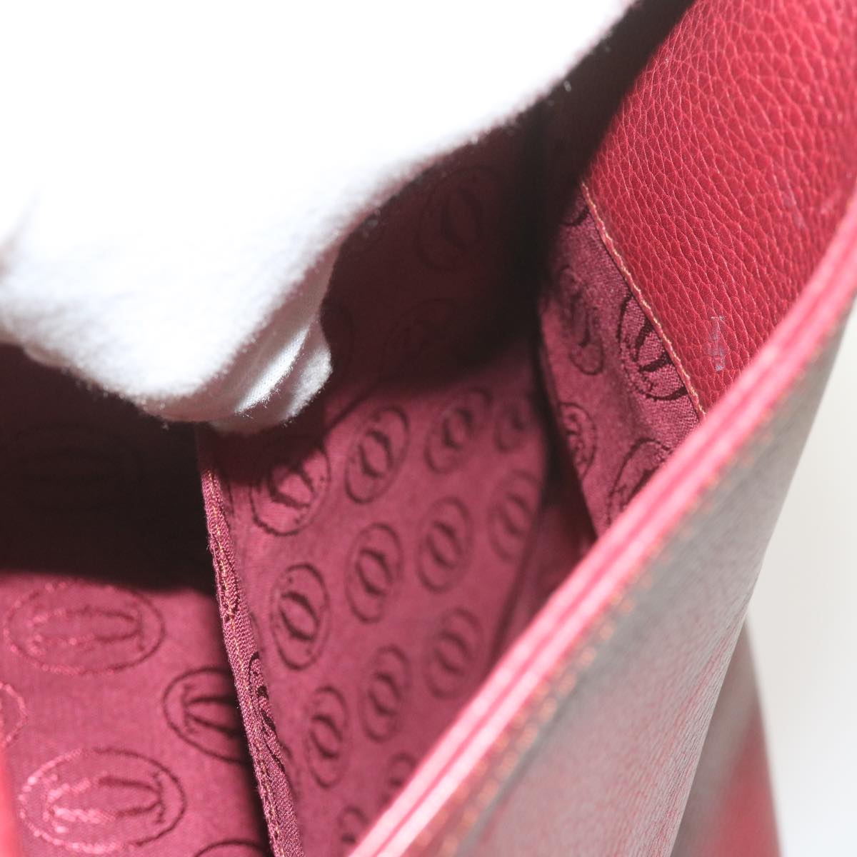 CARTIER Must Line Shoulder Bag Leather Red Auth bs12452