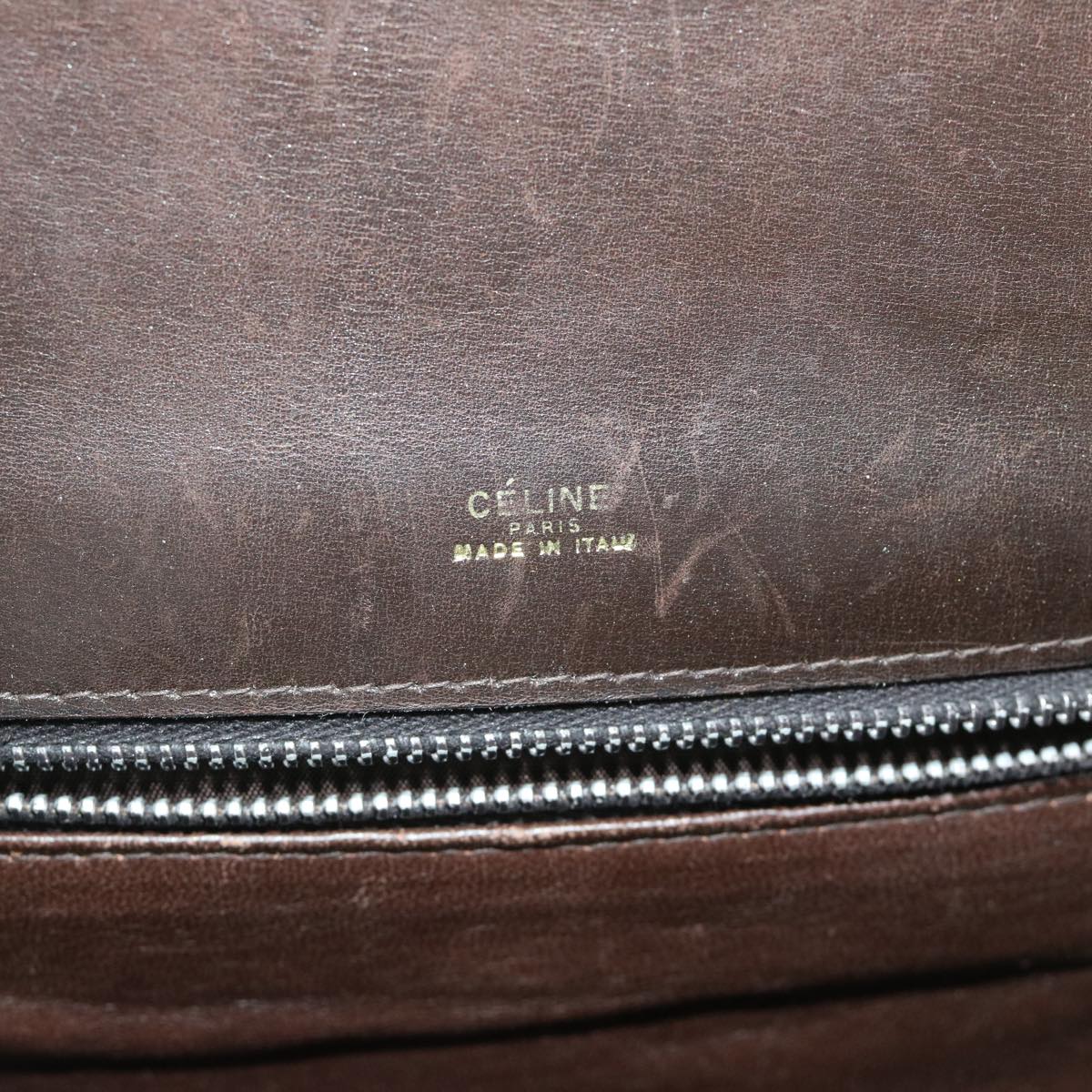 CELINE Horse Carriage Shoulder Bag Leather Brown Auth bs12457