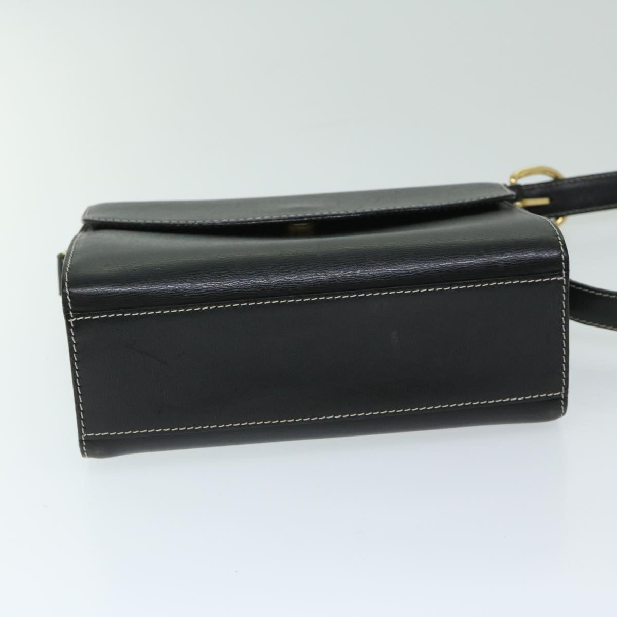 BALLY Shoulder Bag Leather Black Auth bs12469