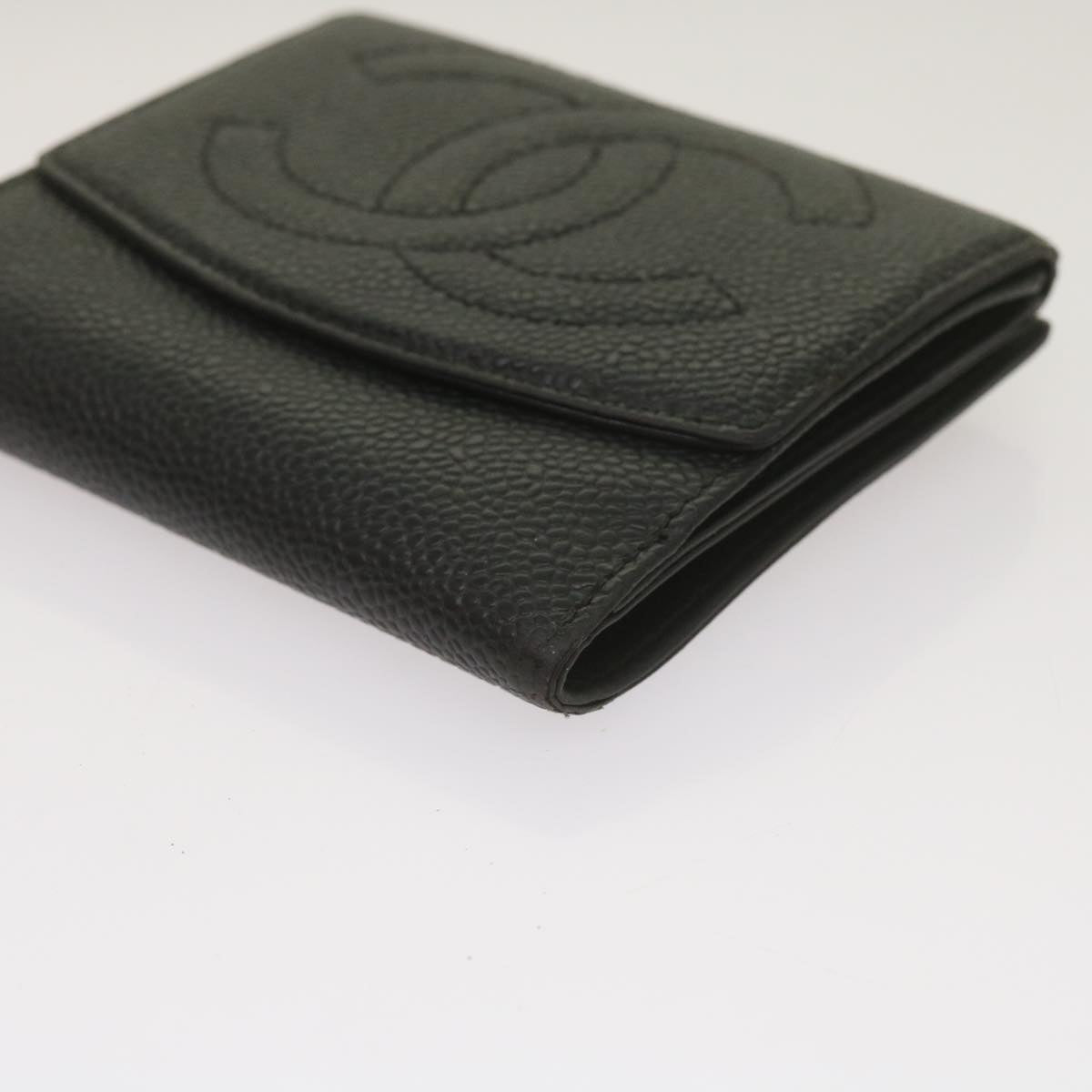 CHANEL Wallet Leather Black CC Auth bs12515