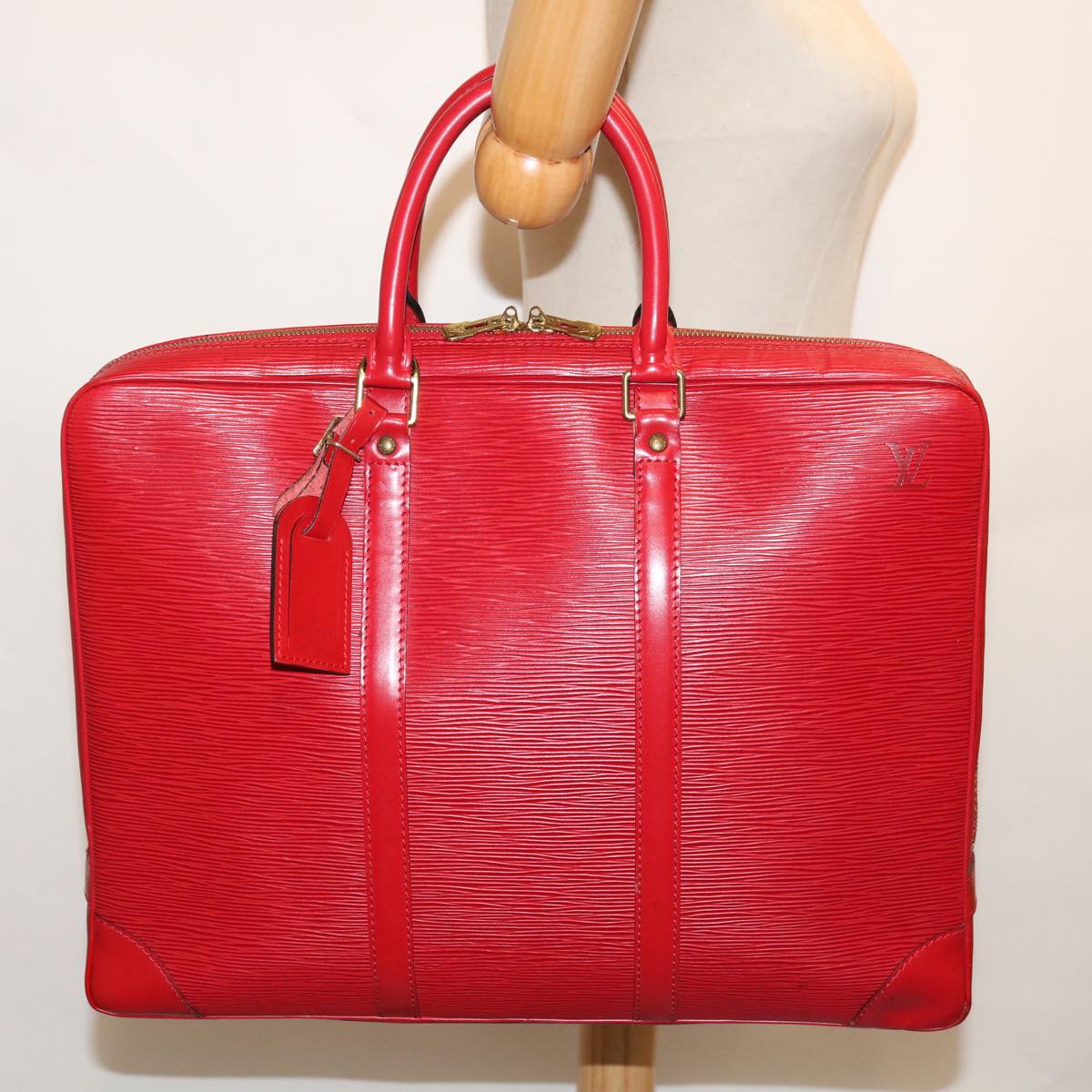 LOUIS VUITTON Epi Porte Documents Voyage Business Bag Red M54477 LV Auth bs12530