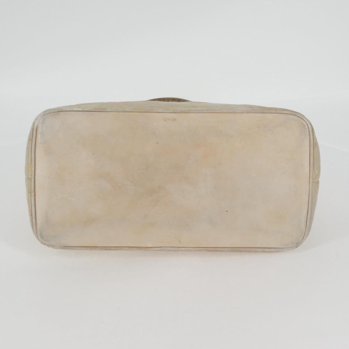 CHANEL Tote Bag Lamb Skin Beige CC Auth bs12535
