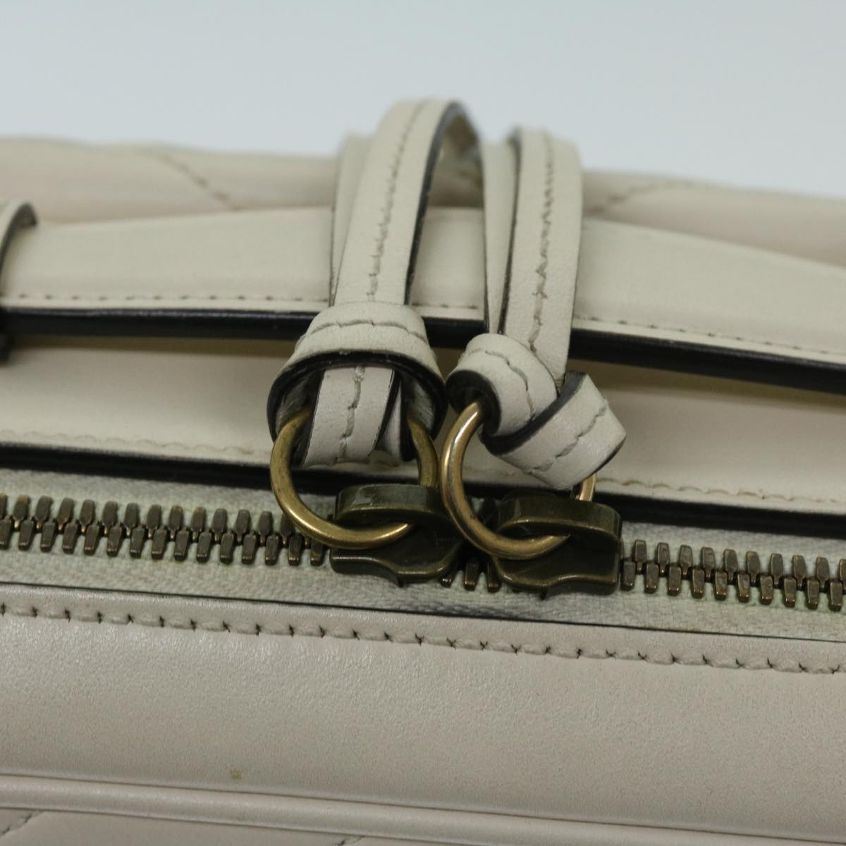 GUCCI GG Mormant Sherry Line Shoulder Bag Leather White 498100 Auth bs12555