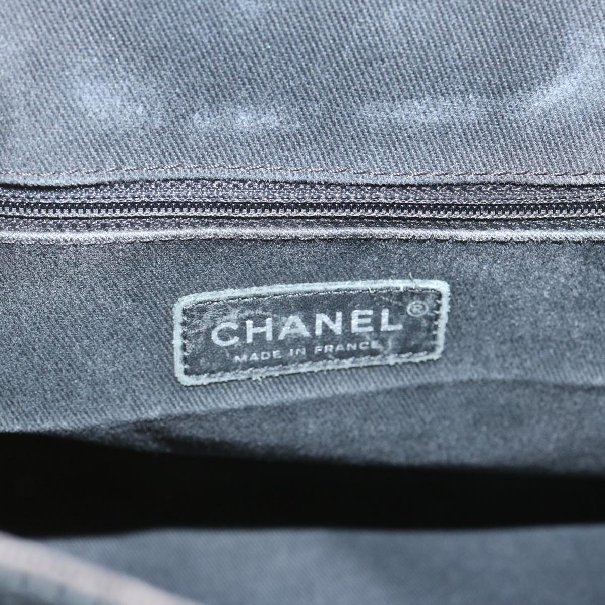 CHANEL Chain Shoulder Bag Canvas Black CC Auth bs12558