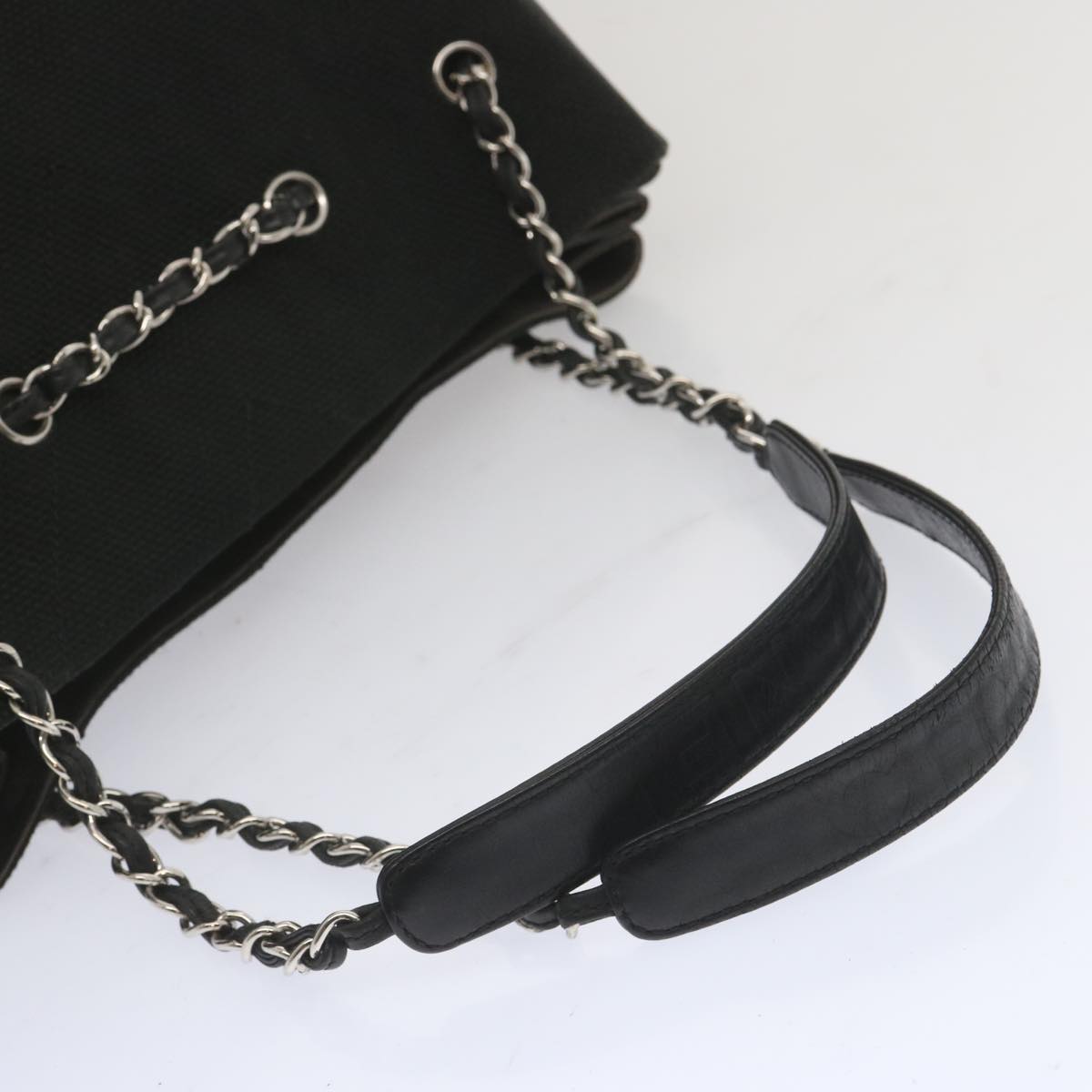 CHANEL Chain Shoulder Bag Canvas Black CC Auth bs12558