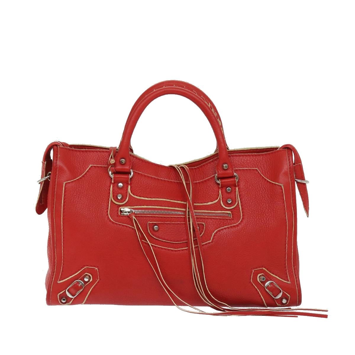 BALENCIAGA City Hand Bag Leather 2way Red 115748 Auth bs12559