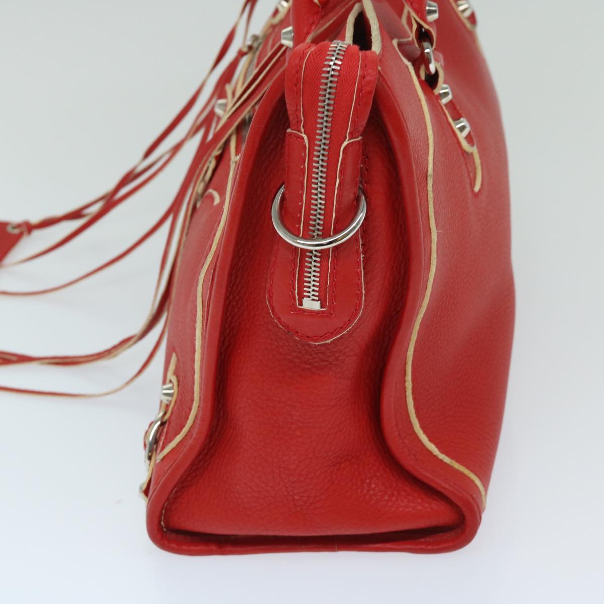 BALENCIAGA City Hand Bag Leather 2way Red 115748 Auth bs12559