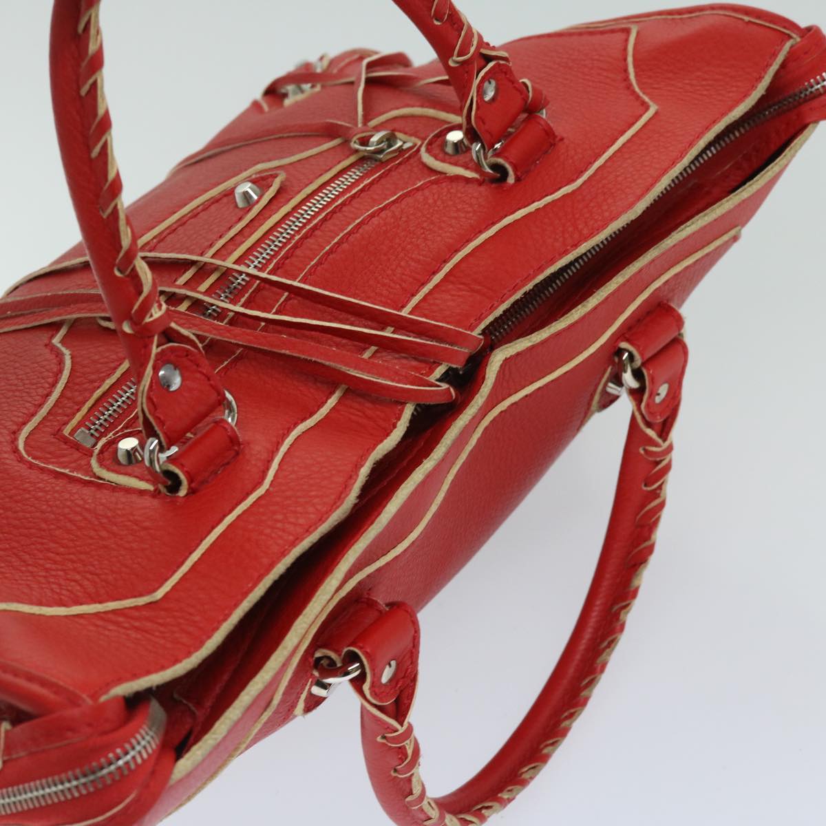 BALENCIAGA City Hand Bag Leather 2way Red 115748 Auth bs12559