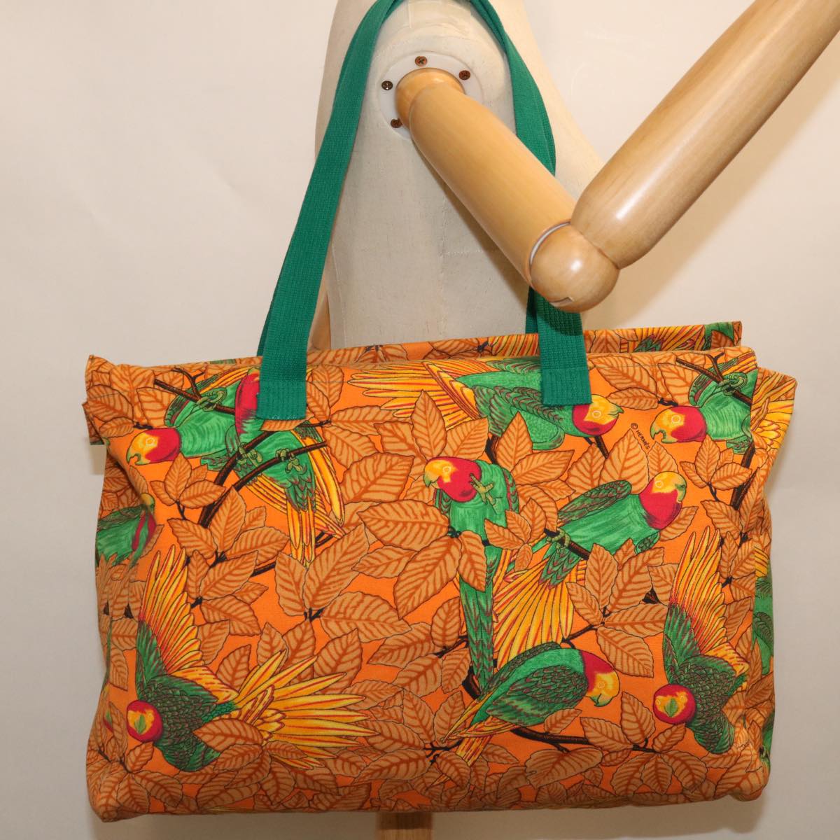 HERMES Tote Bag Canvas Orange Auth bs12560