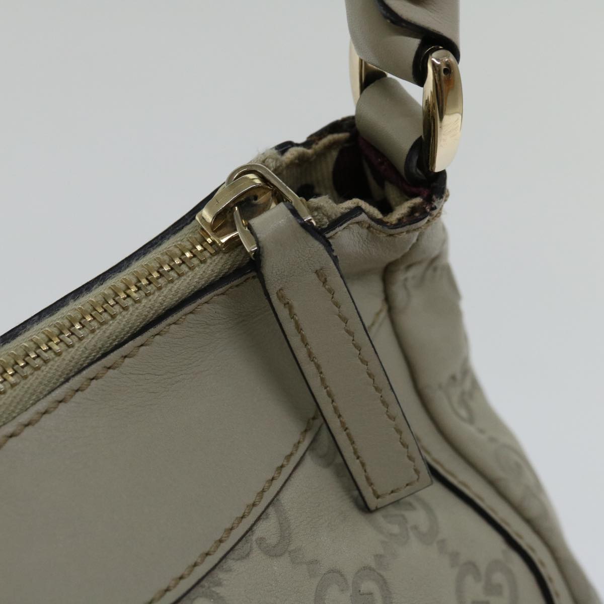 GUCCI GG Canvas Guccissima Abbey Tote Bag Beige 190525 Auth bs12574