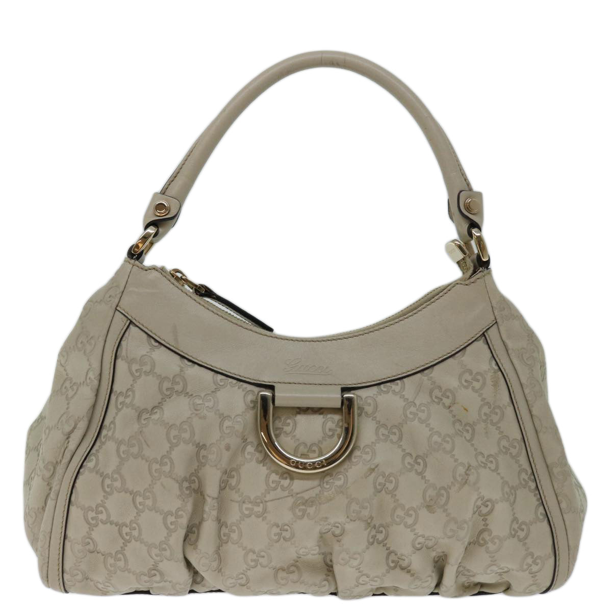 GUCCI GG Canvas Guccissima Abbey Tote Bag Beige 190525 Auth bs12574