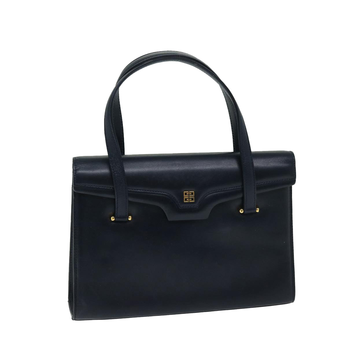 GIVENCHY Hand Bag Leather Navy Auth bs12582