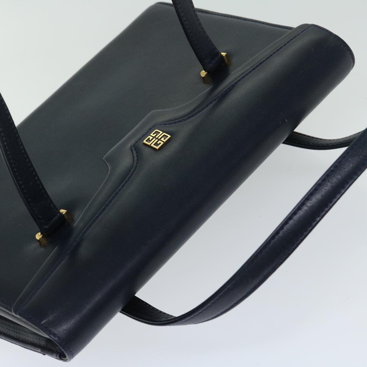 GIVENCHY Hand Bag Leather Navy Auth bs12582