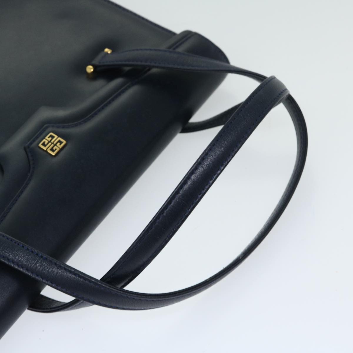 GIVENCHY Hand Bag Leather Navy Auth bs12582