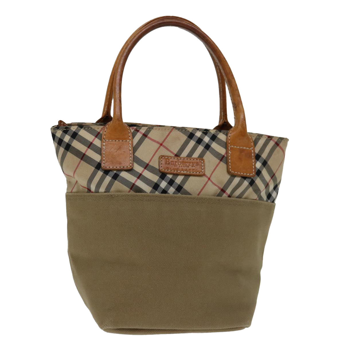 Burberrys Blue Label Hand Bag Canvas Beige Auth bs12583