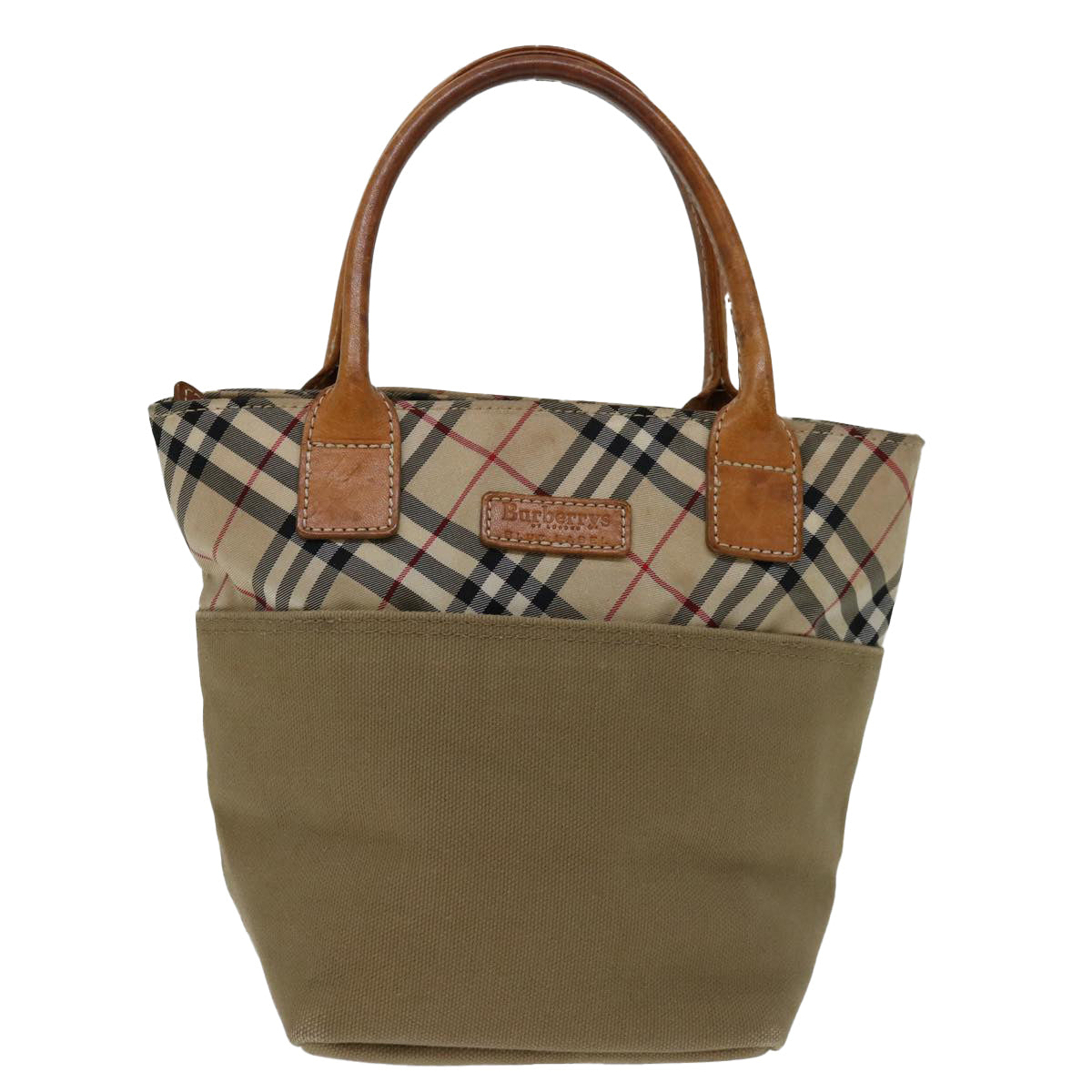 Burberrys Blue Label Hand Bag Canvas Beige Auth bs12583