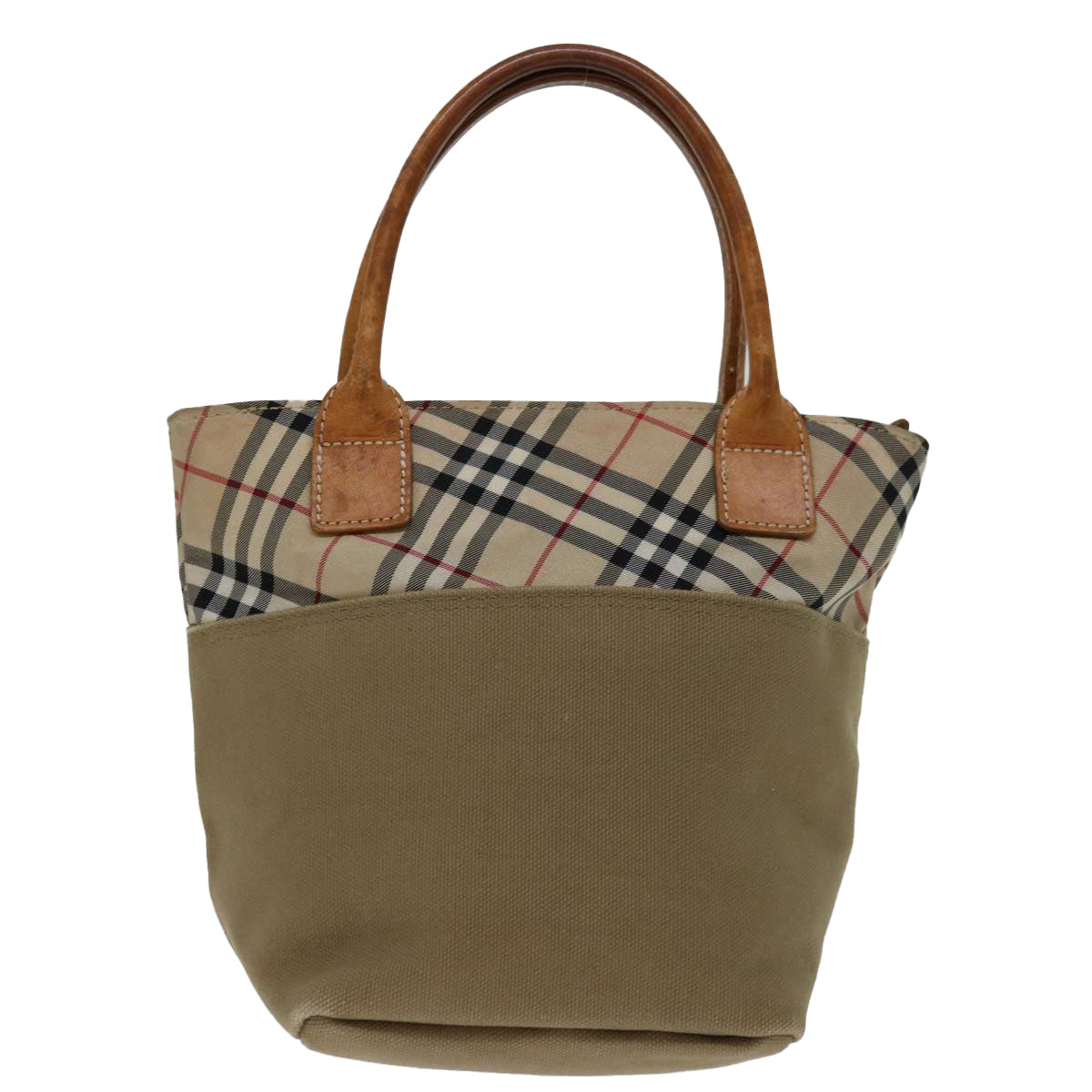 Burberrys Blue Label Hand Bag Canvas Beige Auth bs12583