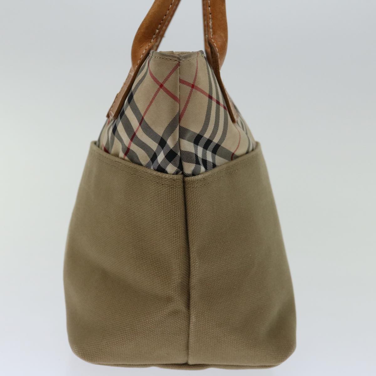 Burberrys Blue Label Hand Bag Canvas Beige Auth bs12583