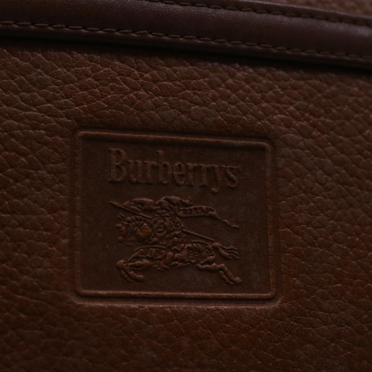 Burberrys Clutch Bag Leather Brown Auth bs12585