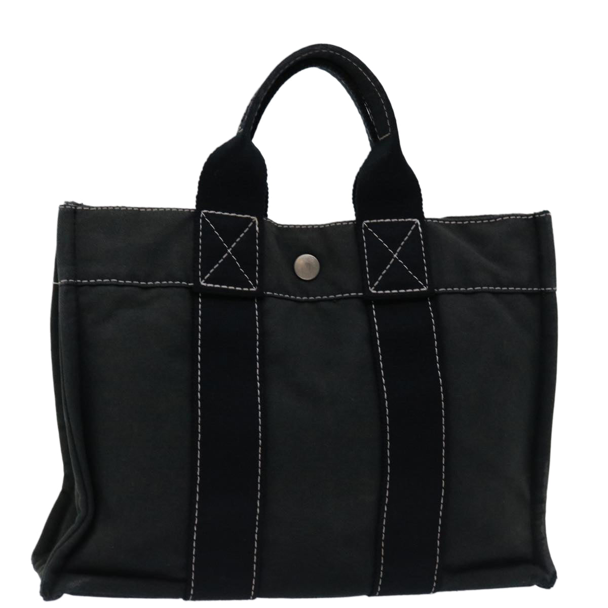 HERMES Douville PM Tote Bag Canvas Black Auth bs12588