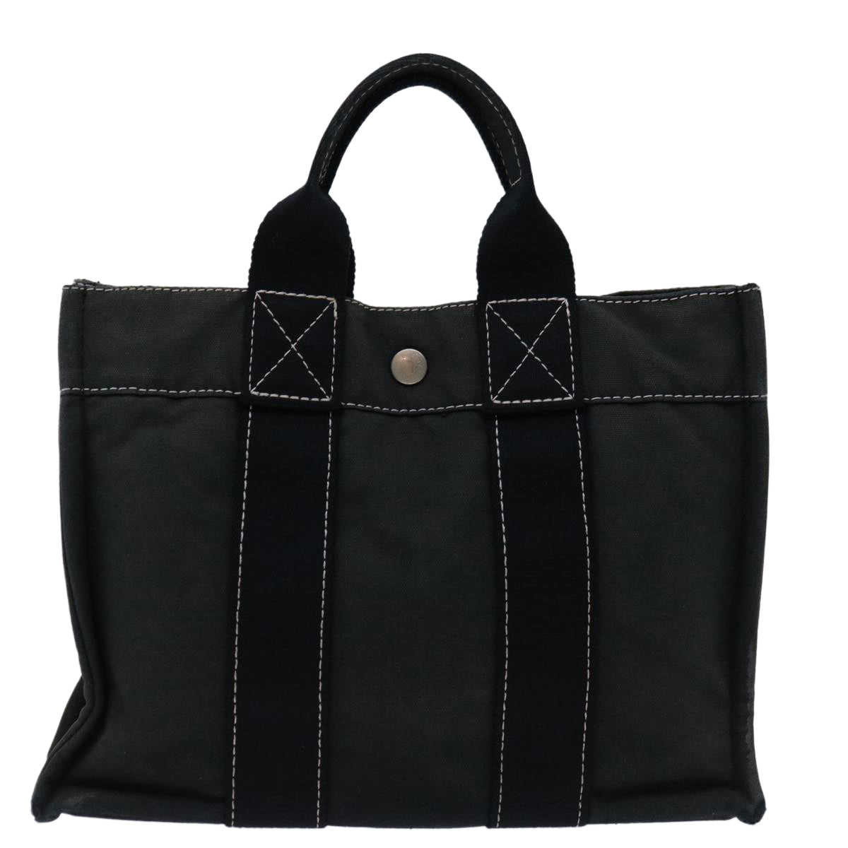 HERMES Douville PM Tote Bag Canvas Black Auth bs12588