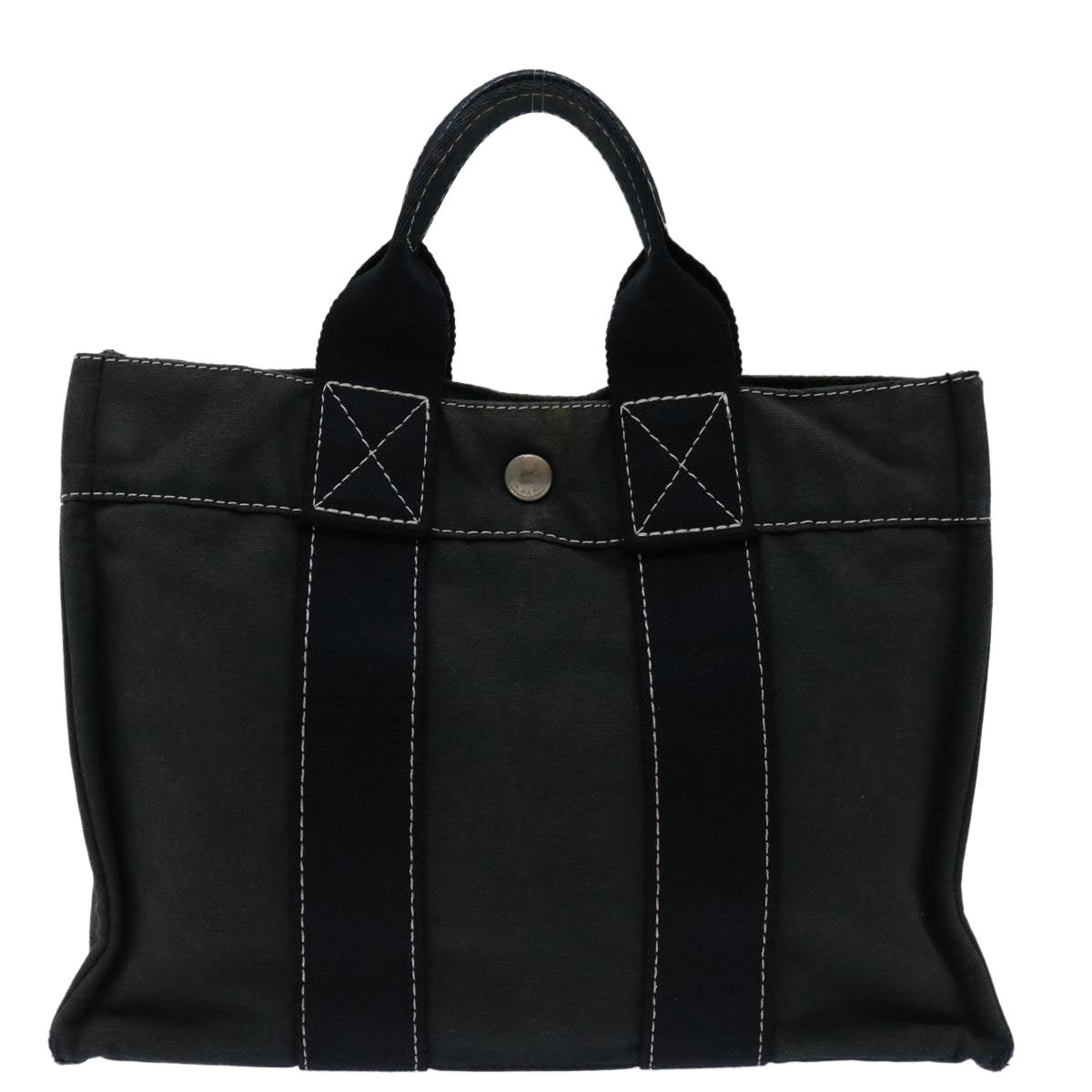 HERMES Douville PM Tote Bag Canvas Black Auth bs12588