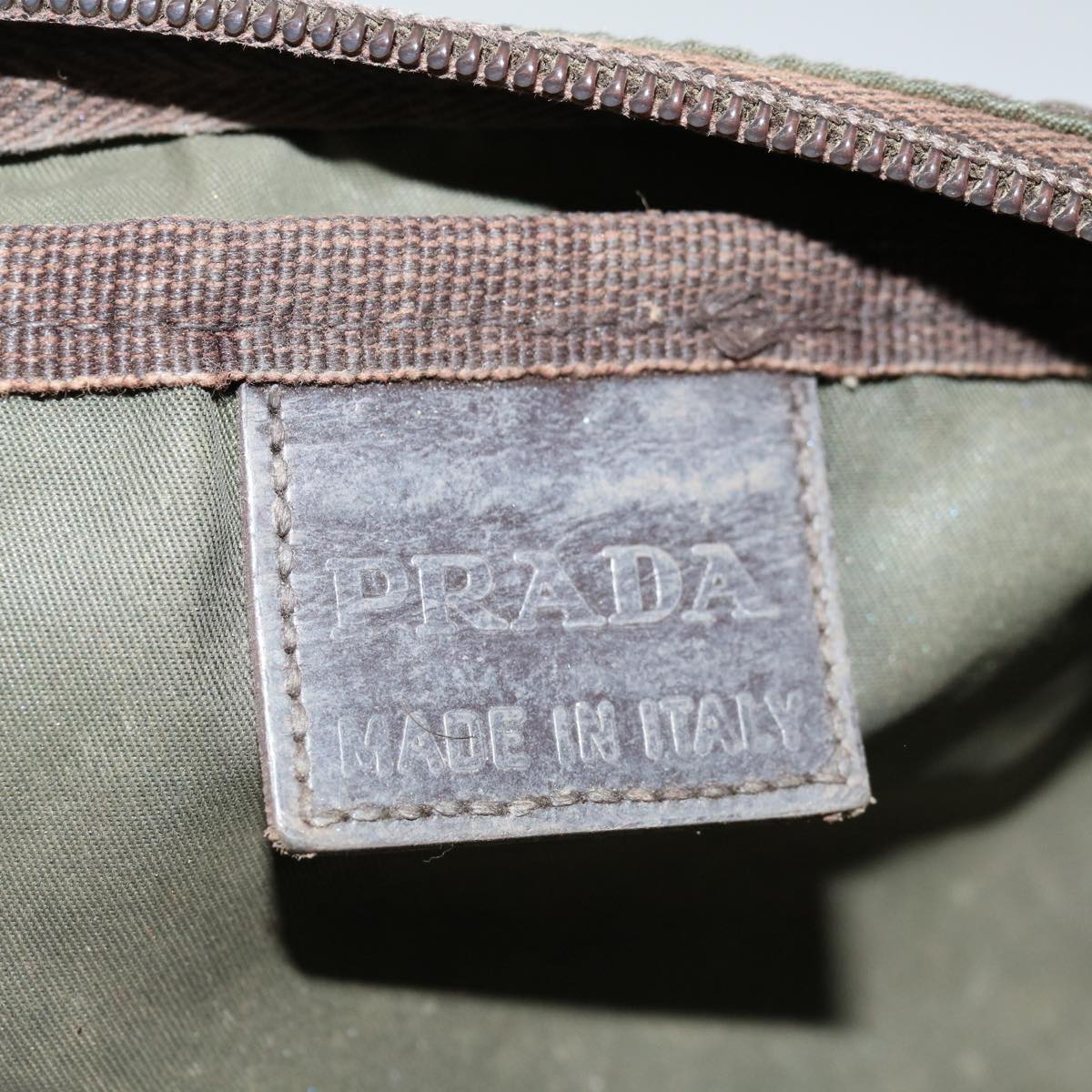 PRADA Pouch Nylon Khaki Auth bs12624