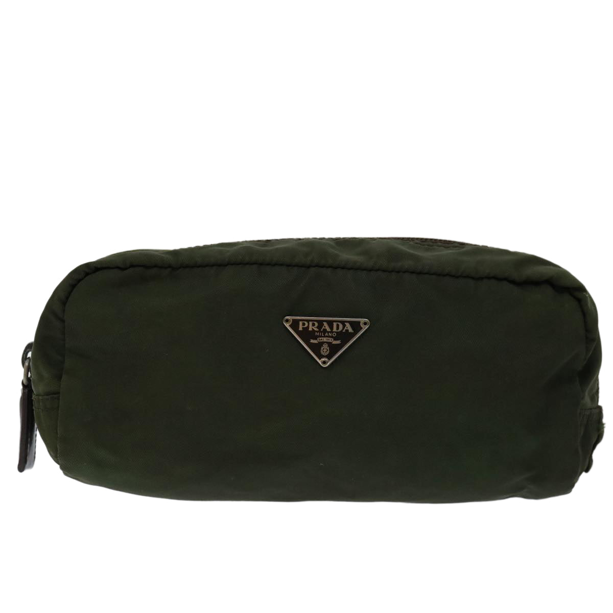 PRADA Pouch Nylon Khaki Auth bs12624