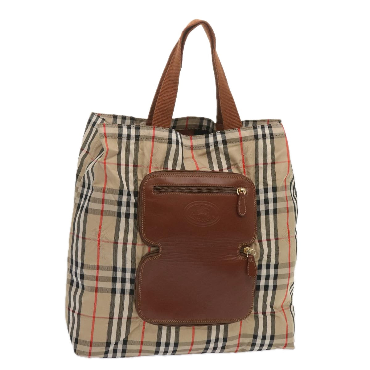 Burberrys Nova Check Tote Bag Canvas Beige Auth bs12640