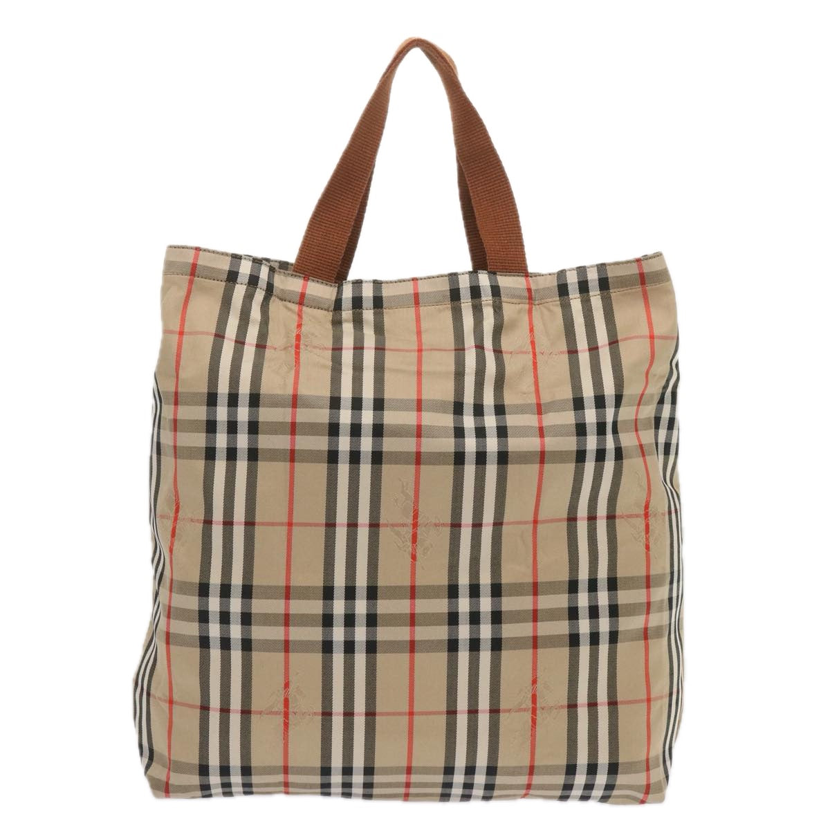 Burberrys Nova Check Tote Bag Canvas Beige Auth bs12640