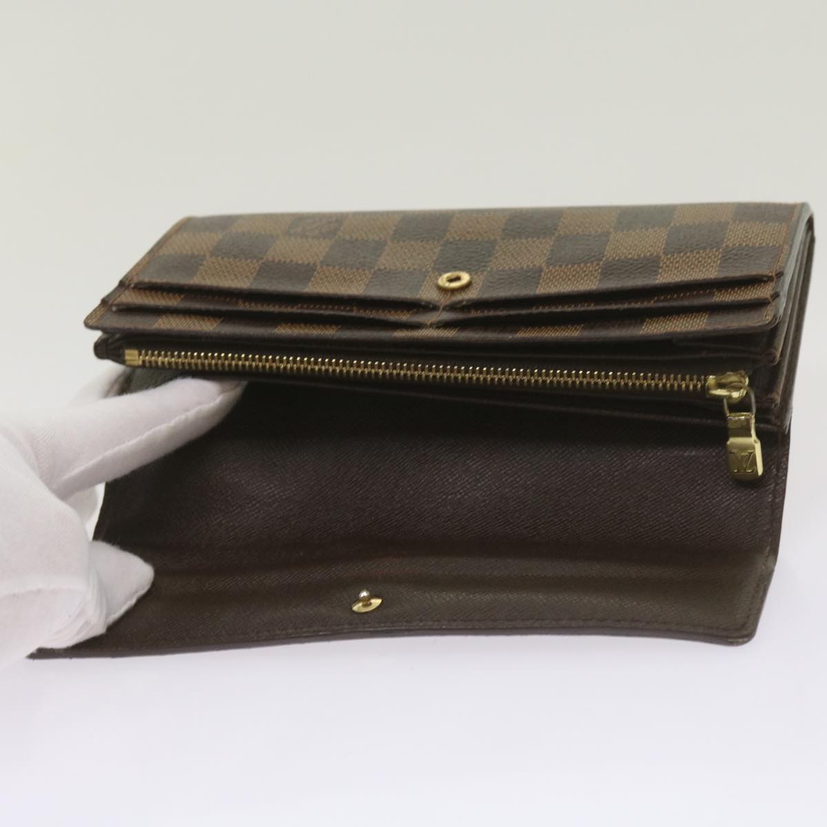 LOUIS VUITTON Damier Ebene Portefeuille Sarah Long Wallet N61734 LV Auth bs12647