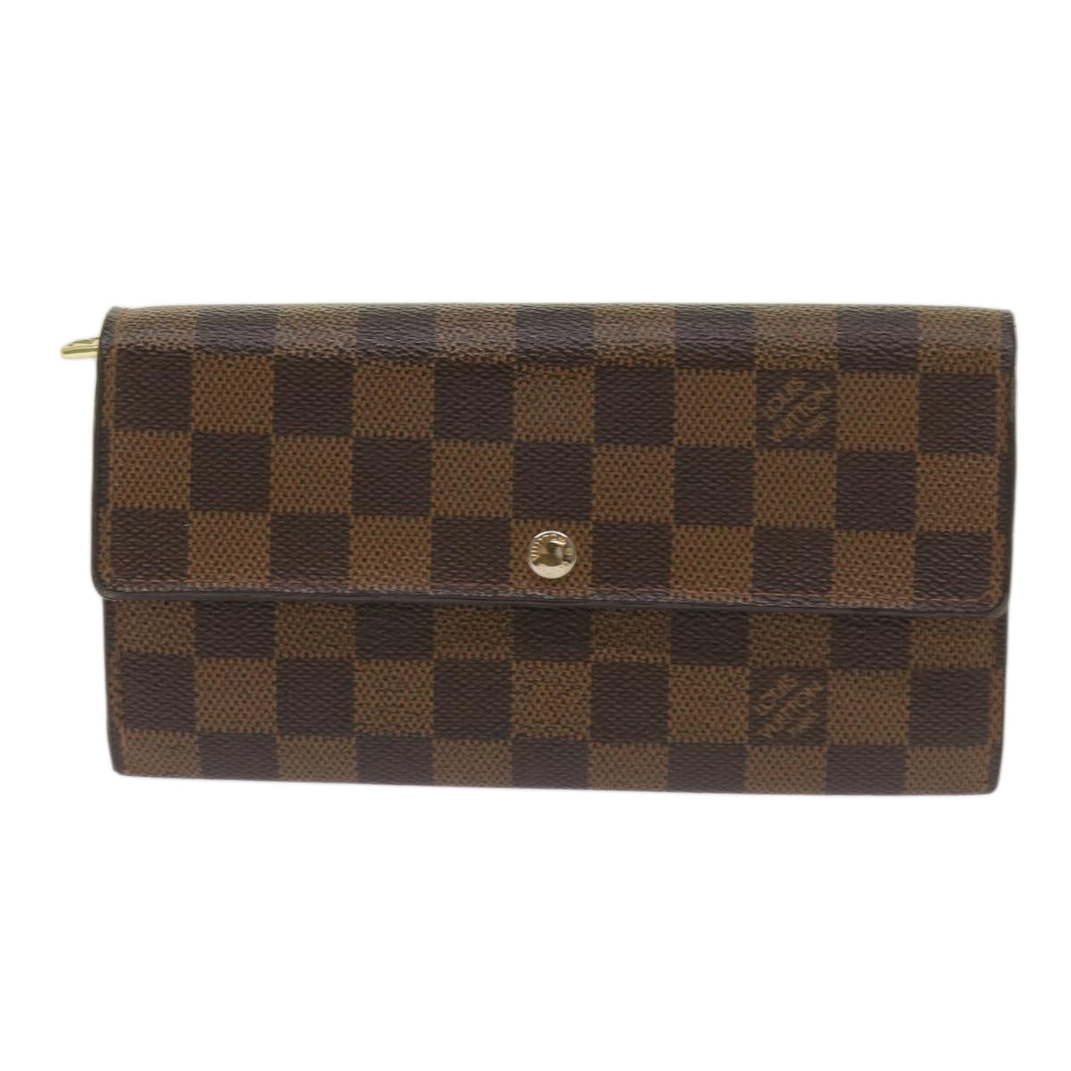 LOUIS VUITTON Damier Ebene Portefeuille Sarah Long Wallet N61734 LV Auth bs12647