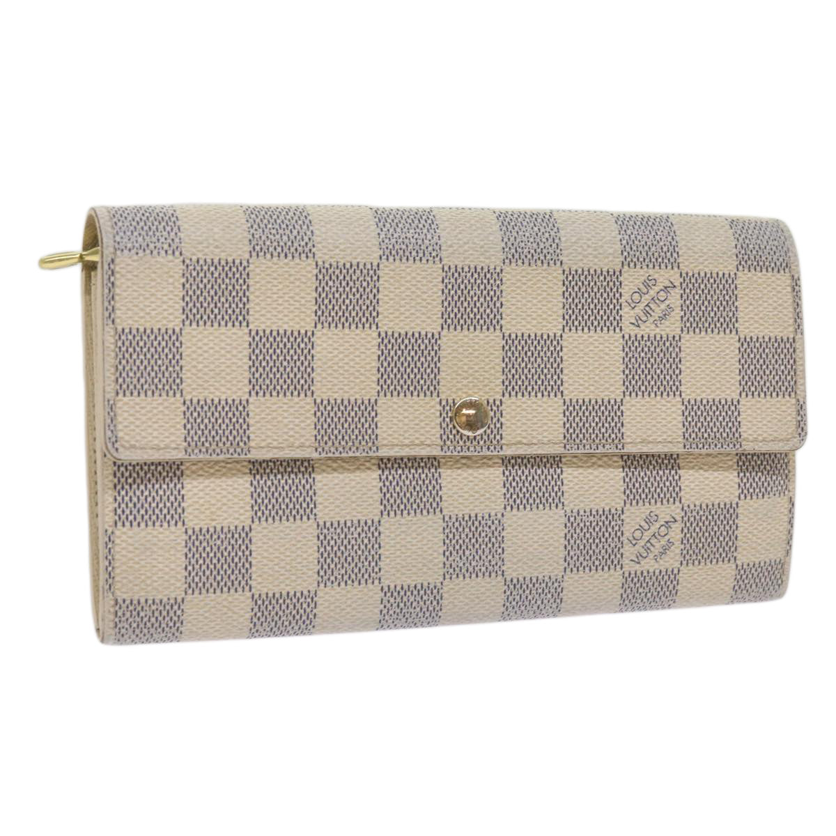 LOUIS VUITTON Damier Azur Portefeuille Sarah Long Wallet N63208 LV Auth bs12648