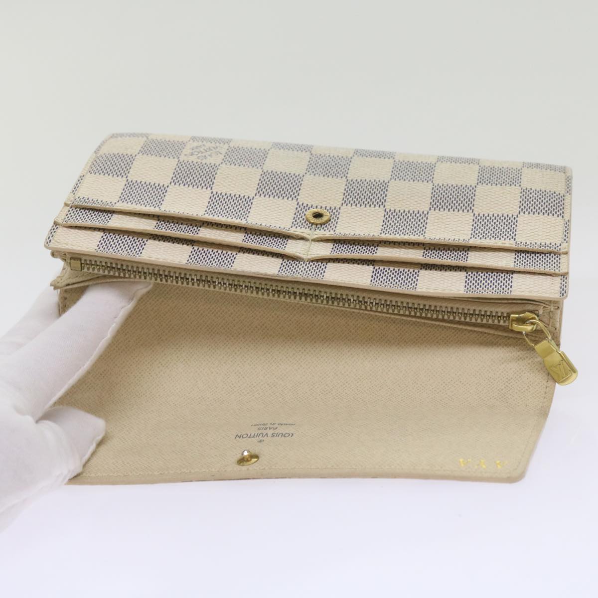 LOUIS VUITTON Damier Azur Portefeuille Sarah Long Wallet N63208 LV Auth bs12648