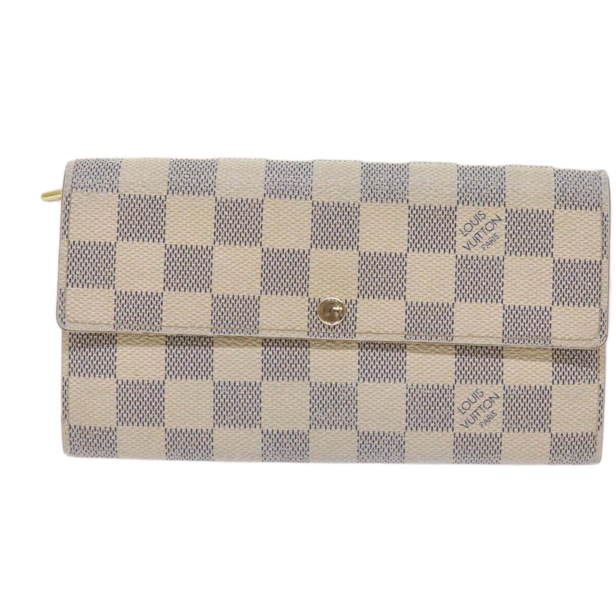 LOUIS VUITTON Damier Azur Portefeuille Sarah Long Wallet N63208 LV Auth bs12648