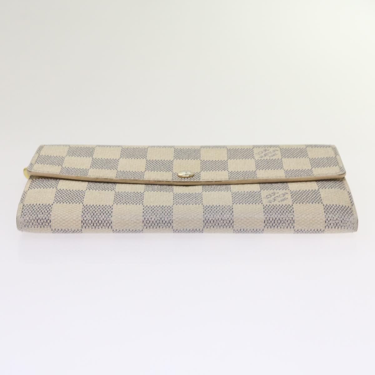 LOUIS VUITTON Damier Azur Portefeuille Sarah Long Wallet N63208 LV Auth bs12648