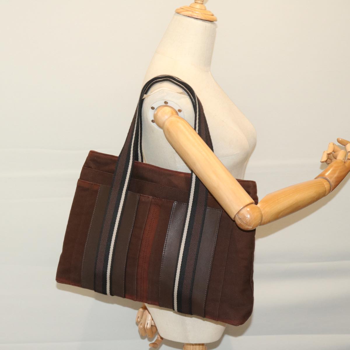 HERMES Toroca Horizont Tote Bag Canvas Brown Auth bs12719