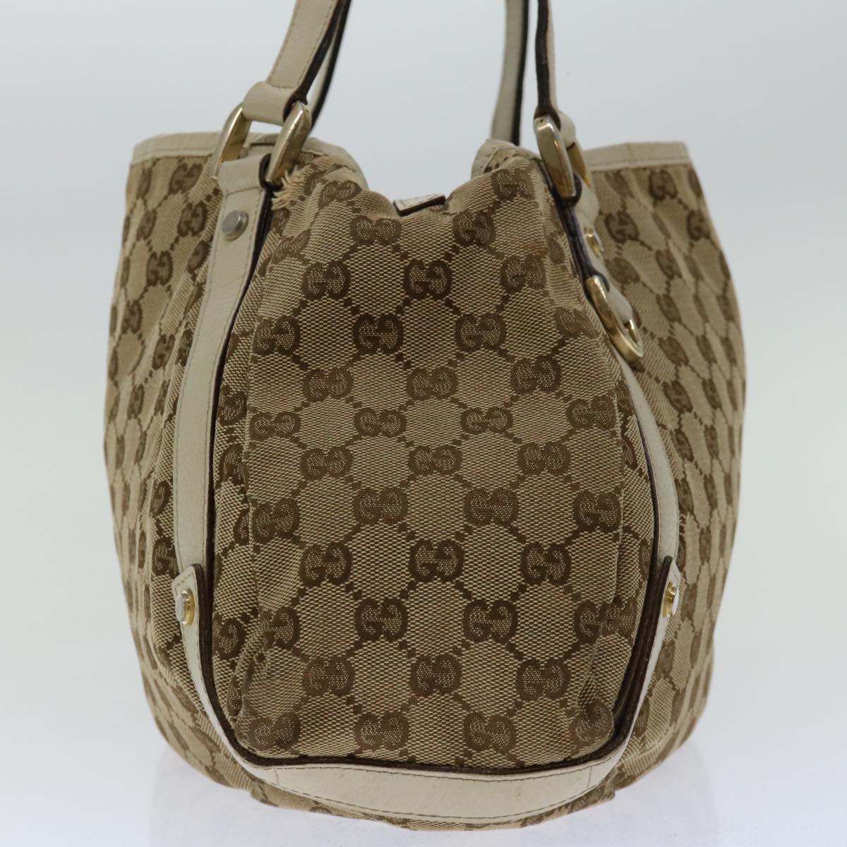 GUCCI GG Canvas Hand Bag Beige 130736 Auth bs12737