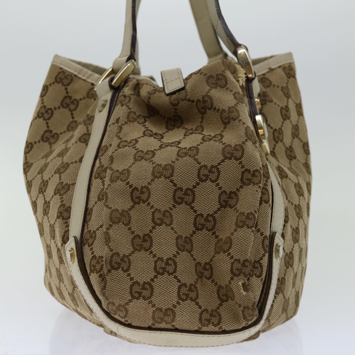 GUCCI GG Canvas Hand Bag Beige 130736 Auth bs12737