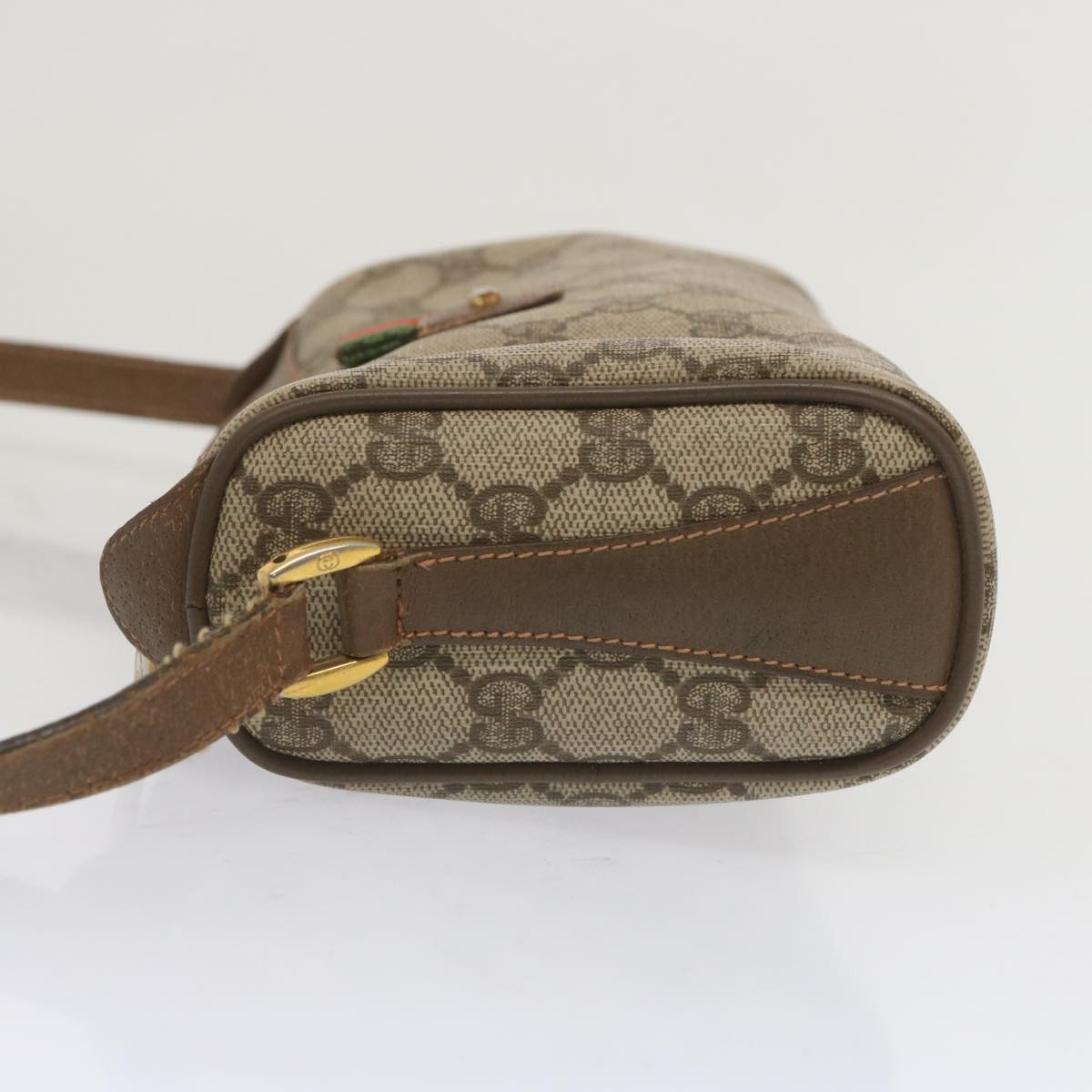 GUCCI GG Canvas Web Sherry Line Shoulder Bag Beige Green 89 02 018 Auth bs12742