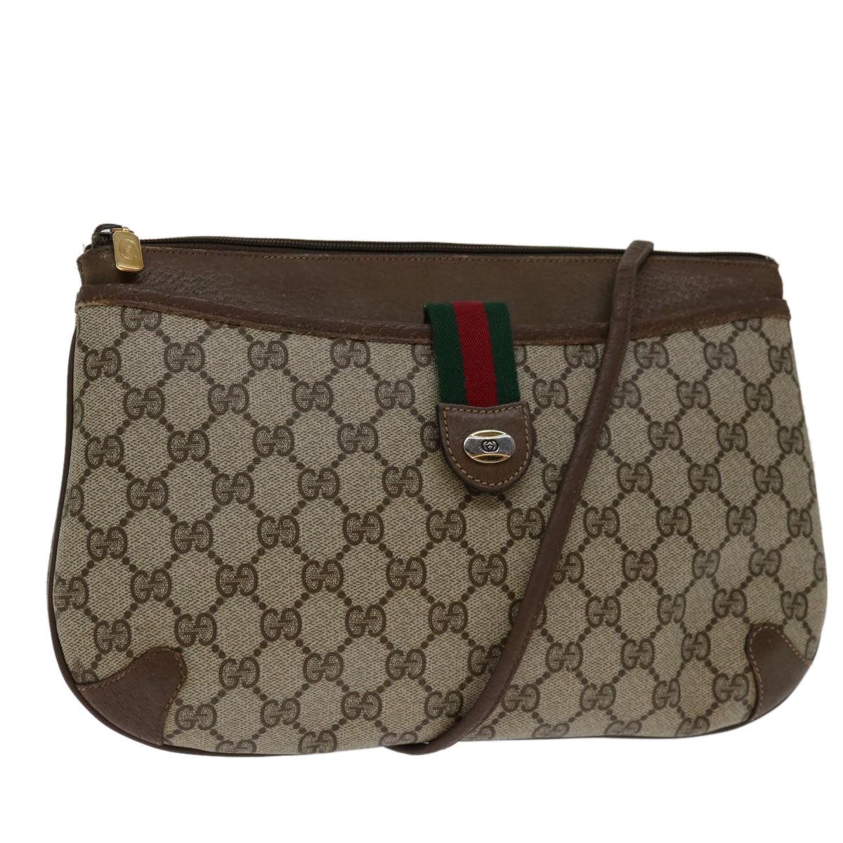 GUCCI GG Supreme Web Sherry Line Shoulder Bag PVC Beige 904 02 026 Auth bs12743