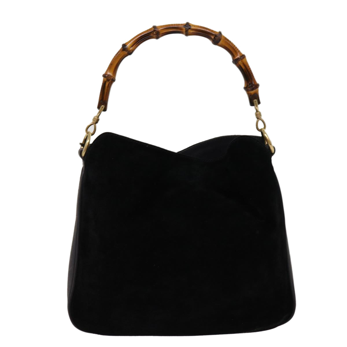 GUCCI Bamboo Shoulder Bag Suede 2way Black 001 1638 Auth bs12747