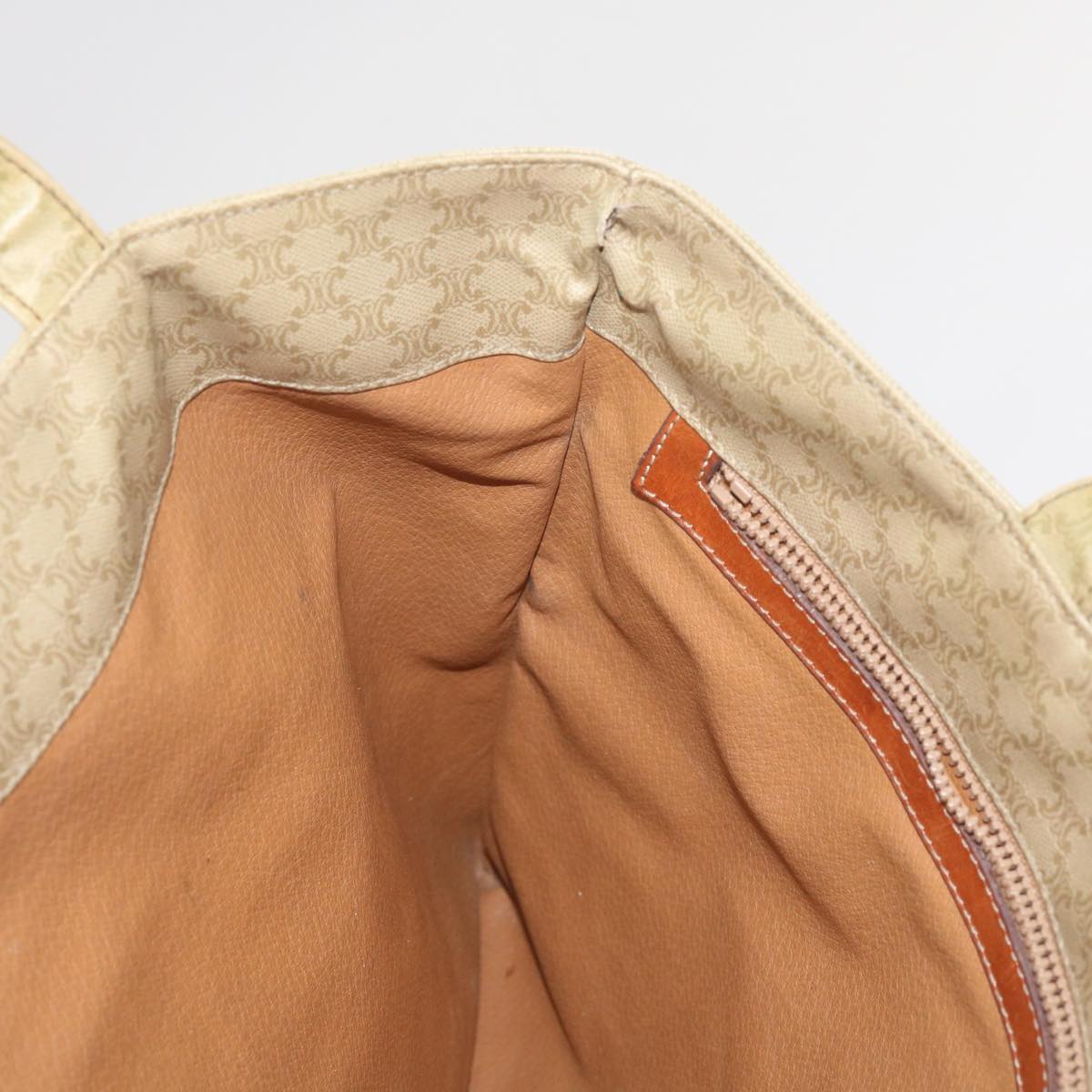 CELINE Macadam Canvas Tote Bag Beige Auth bs12760