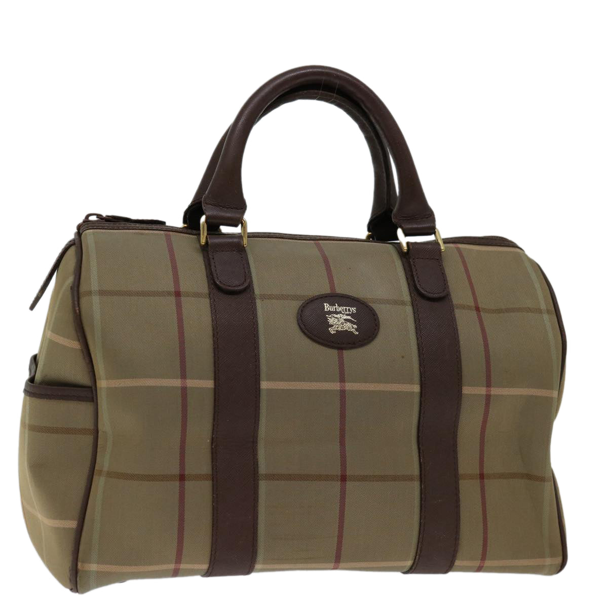 Burberrys Nova Check Hand Bag Canvas Beige Auth bs12789