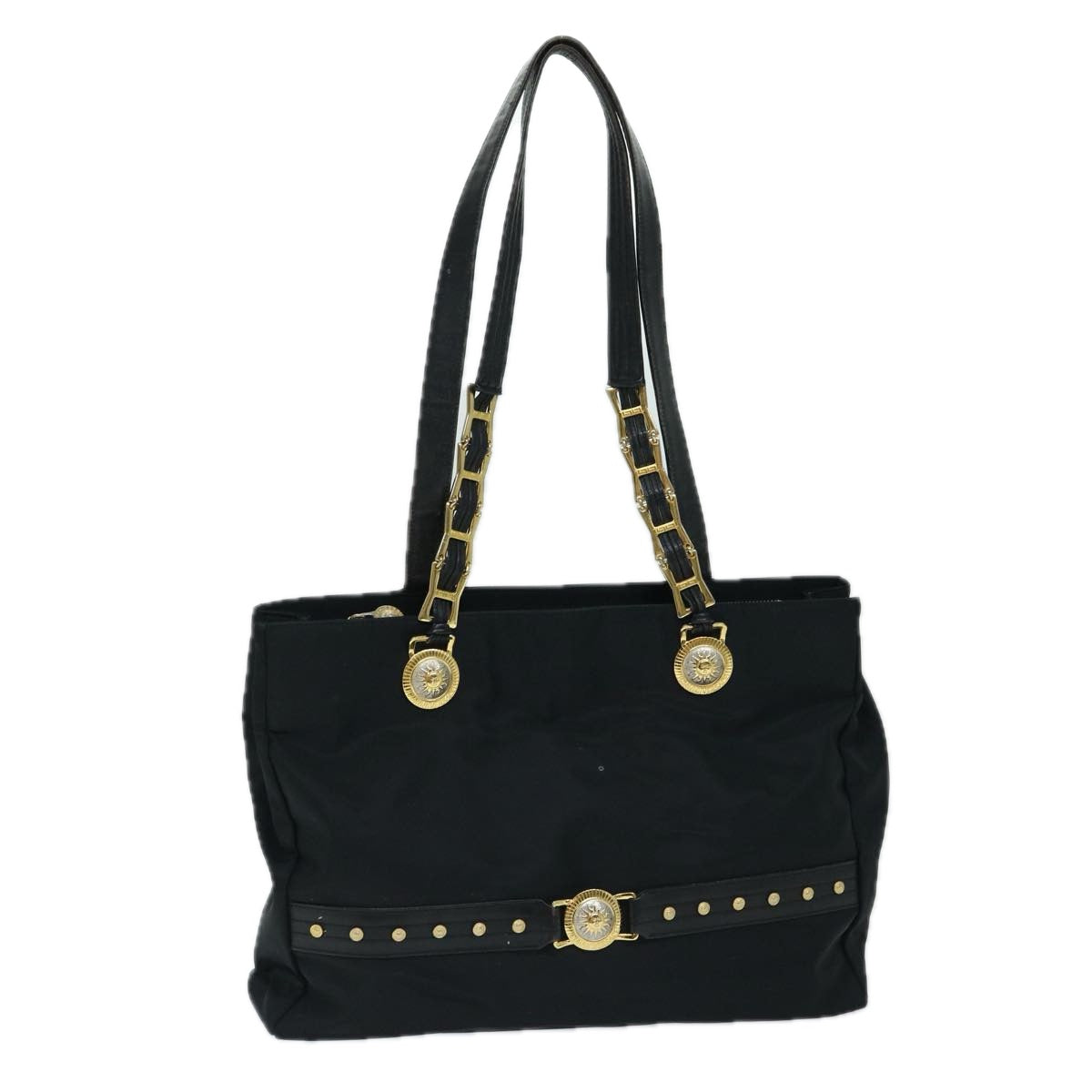 VERSACE Shoulder Bag Nylon Black Auth bs12839