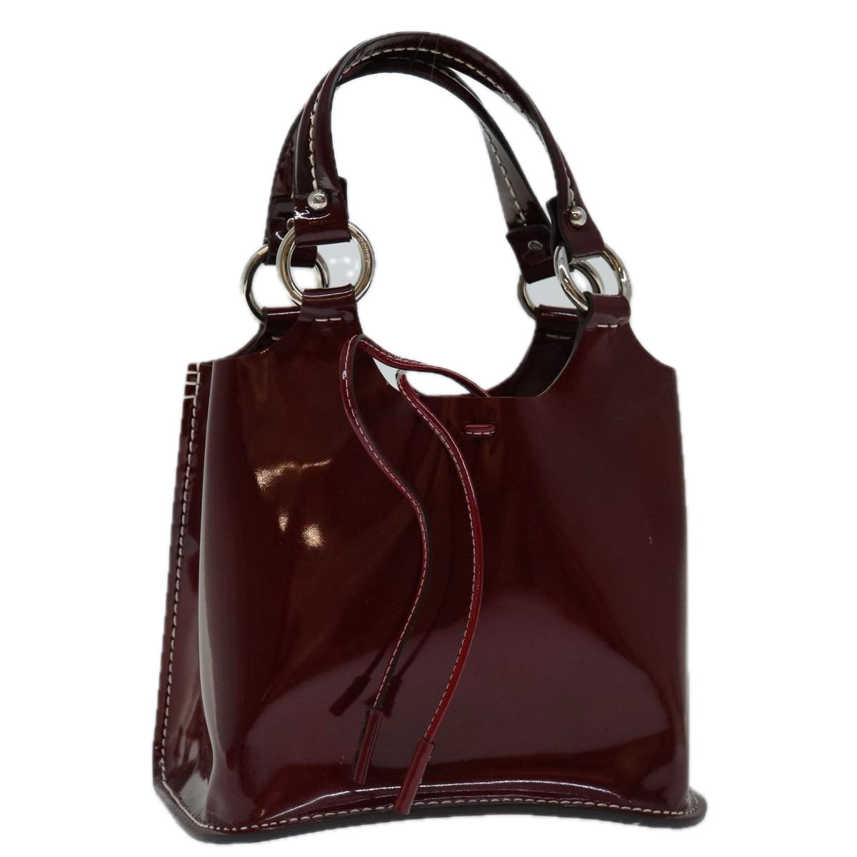 BALLY Hand Bag Enamel Red Auth bs12846