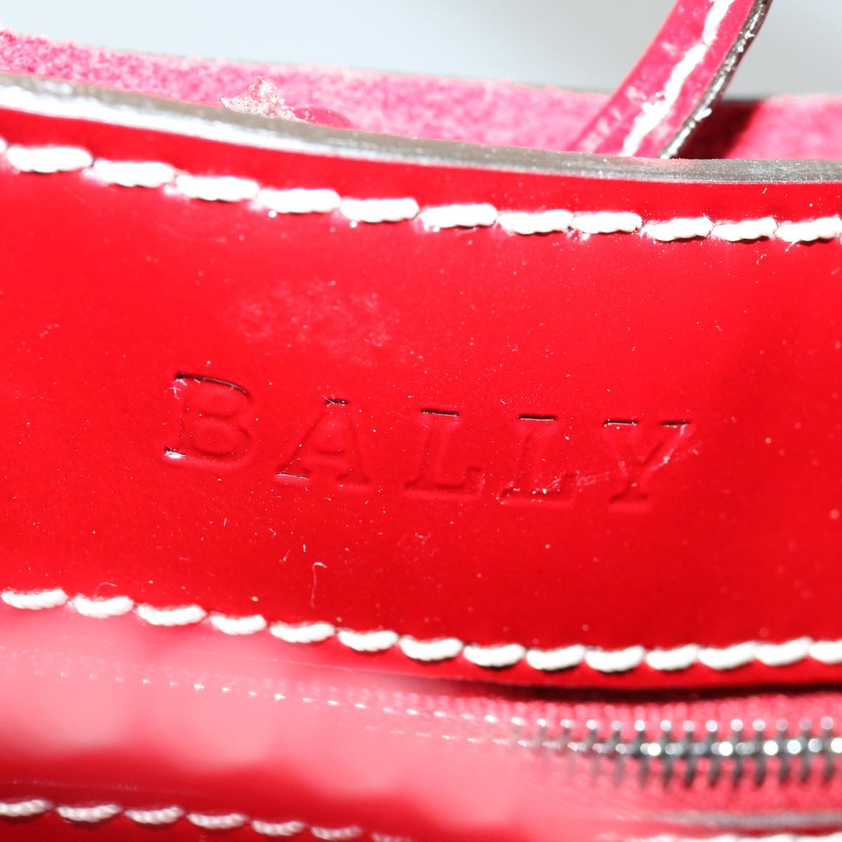 BALLY Hand Bag Enamel Red Auth bs12846