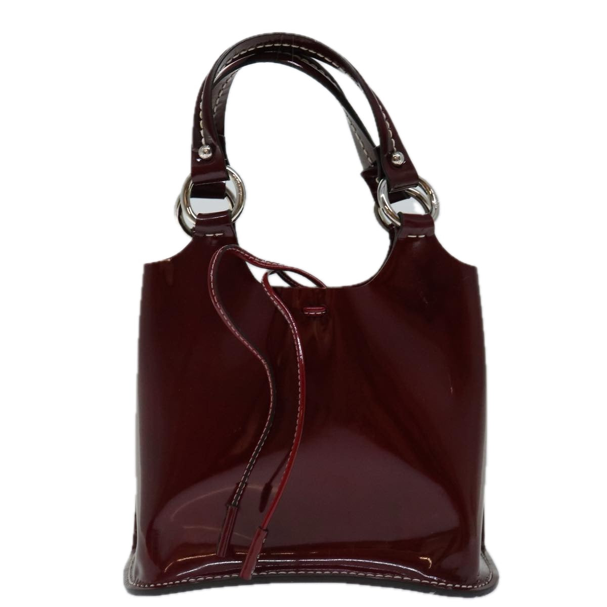 BALLY Hand Bag Enamel Red Auth bs12846