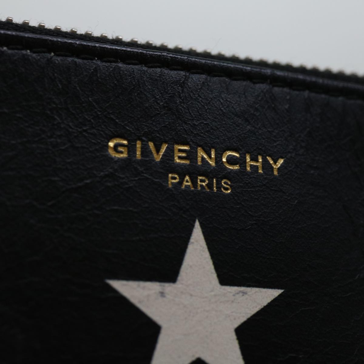 GIVENCHY Clutch Bag Leather Black Auth bs12859