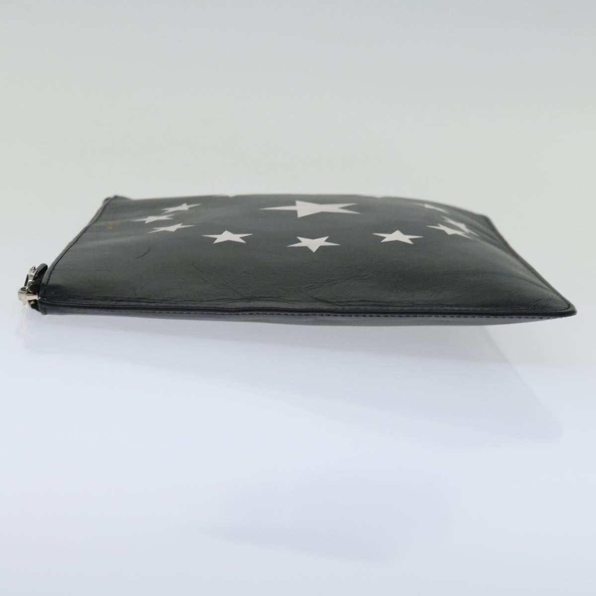 GIVENCHY Clutch Bag Leather Black Auth bs12859